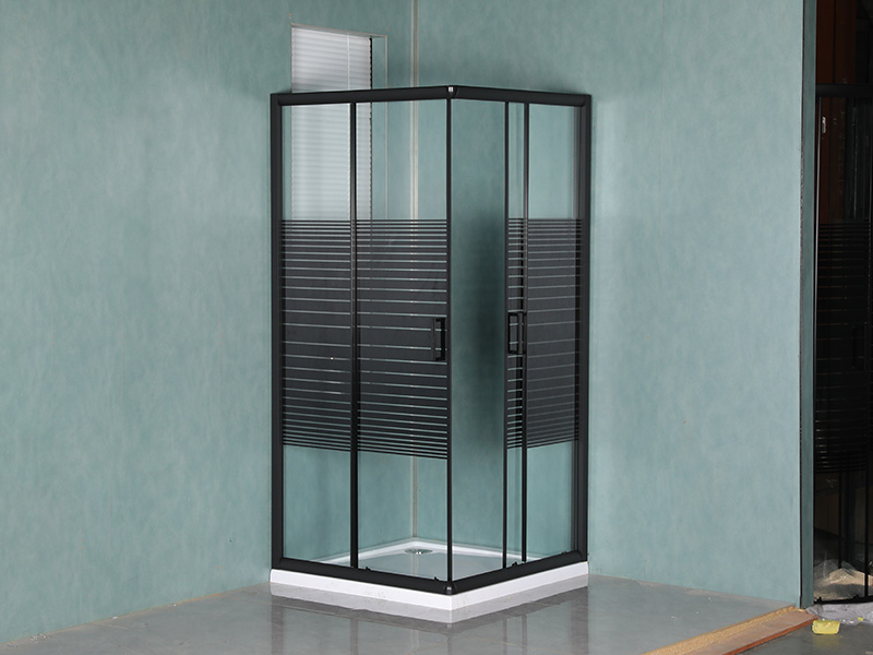 SQ černý hliníkový profil čtvercový posuvný sprchový kout s rukojetí s dvojitými otvory SQ černý hliníkový profil čtvercový posuvný sprchový kout s rukojetí s dvojitými otvory