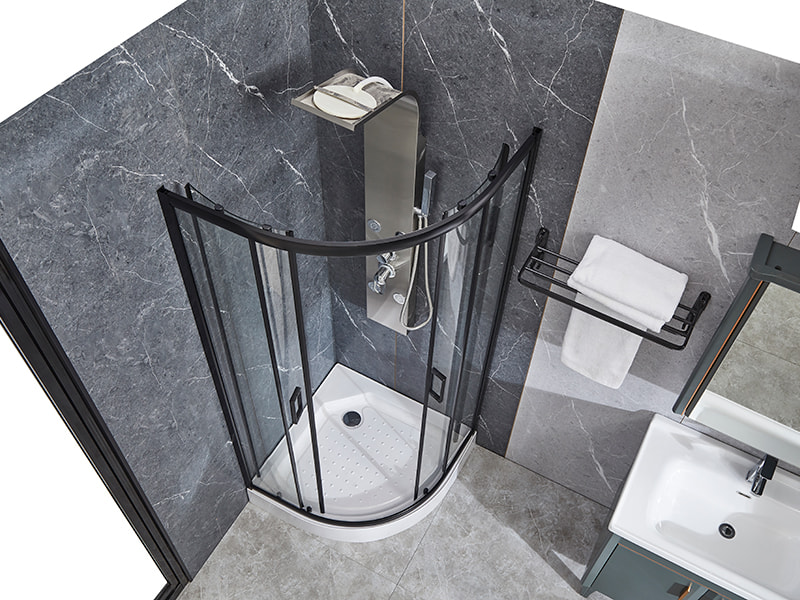 SE posuvné skleněné dveře do sprchového koutu, černý hliníkový profil SE posuvné skleněné dveře do sprchového koutu, černý hliníkový profil